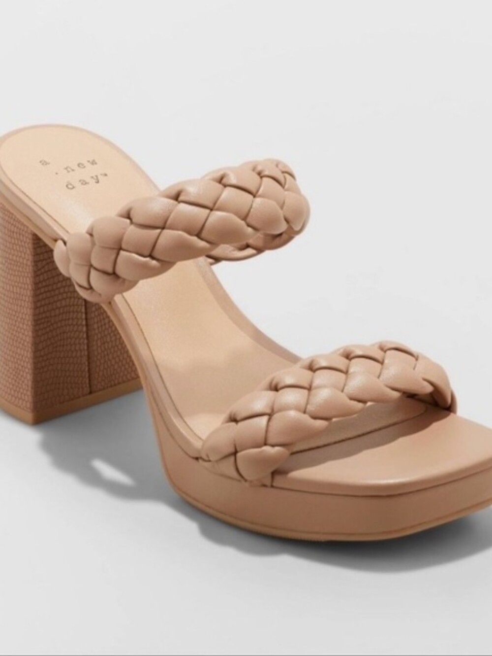 a new day Tiana Braided Double-Strap Nude Block Heel Sandal Size 5.5